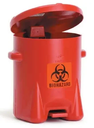 Market Lab Inc MarketLab Medical Waste Receptacle 10 gal. Round Red Polyethylene Step On – 1336