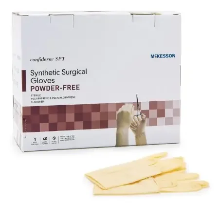 McKesson McKesson Confiderm SPT Surgical Glove Size 6.5 Sterile Polychloroprene / Polyisoprene Standard Cuff Length Textured Fingertips Yellow Not Chemo Approved – 914VA