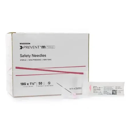 McKesson McKesson Prevent M Hypodermic Needle Sliding Safety Needle 18 Gauge 1-1/2 Inch – 26551