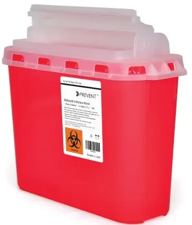McKesson McKesson Prevent Sharps Container 2-Piece 11 H X 12 W X 4-3/4 D Inch 5.4 Quart Red Horizontal Entry Lid – 2269
