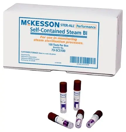 McKesson STER-ALL Performance Sterilization Biological Indicator Vial Steam – 73-SCS100