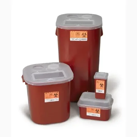 Medegen Medical Products LLC Sharps Container 1-Piece 6-3/4 H X 10 W X 7 D Inch 2 Gallon Translucent Vertical Entry Lid – 8706T