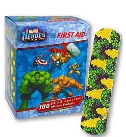 Medibadge Adhesive Strip 3/4 X 3 Inch Plastic Rectangle Kid Design (The Hulk) Sterile – AB127