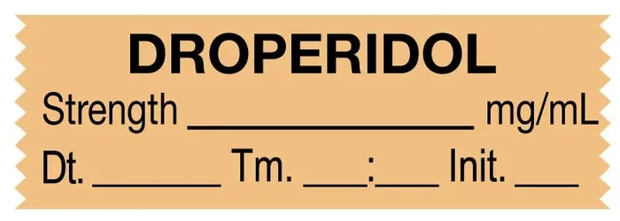 Medical Labels – Anesthesia Tape, Droperidol mg/mL, Date Time Initial, 1-1/2″ x 1/2″