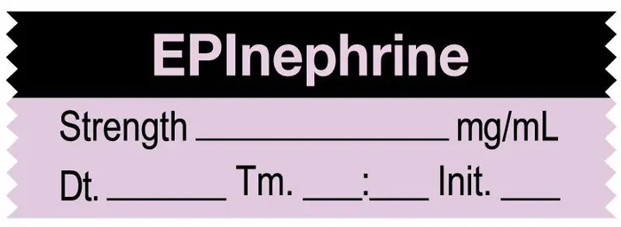 Medical Labels – Anesthesia Tape, Epinephrine mg/mL, Date Time Initial, 1-1/2″ x 1/2″