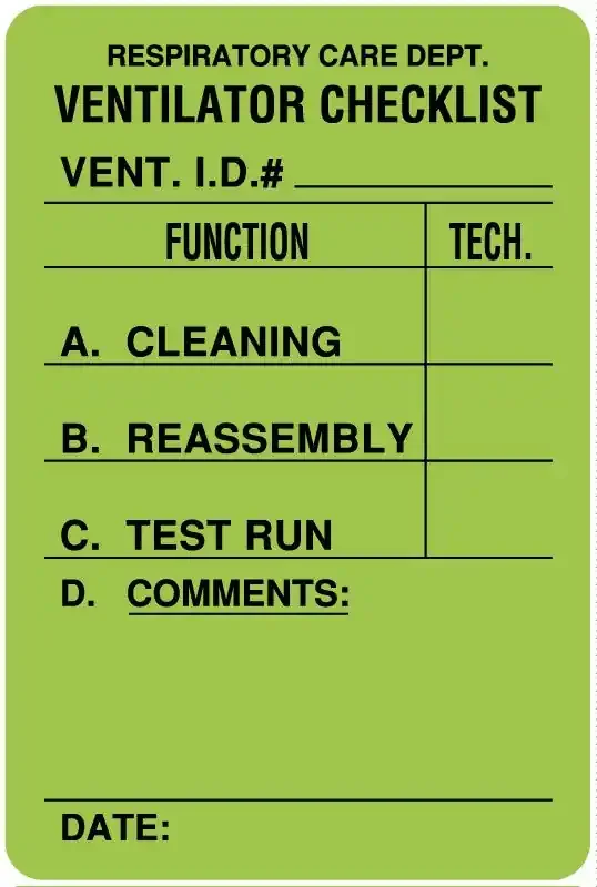 Medical Labels – Ventilator Label, 2″ x 3″