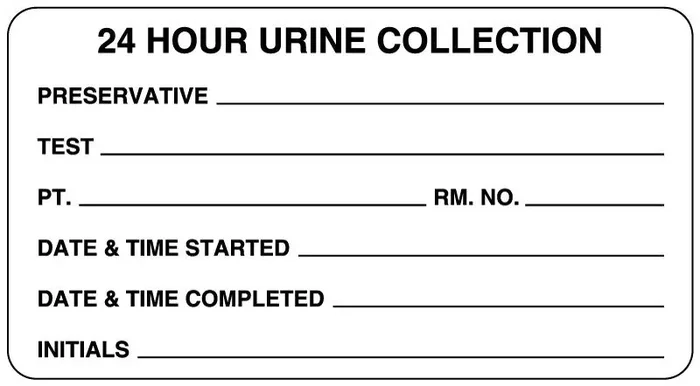 Medical Labels – White Urine Collection Label, 3″ x 1-5/8″