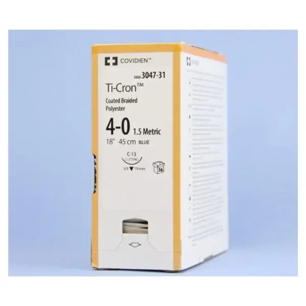 Medtronic MITG-Covidien Suture 4-0 Polyester C-13 Ti-Cron Blue 18″ Braid 36/Ca – 8886304731