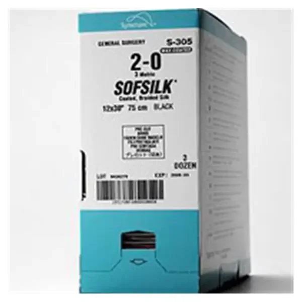 Medtronic MITG-Covidien Suture 5-0 Silk P-13 Sofsilk Black 18″ Braid 36/Ca – SS5640