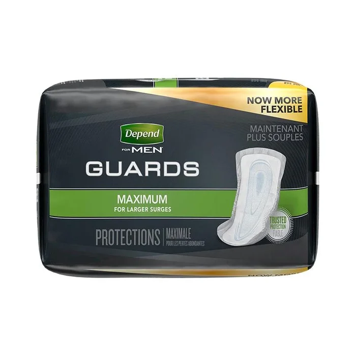 Men’s Depend Guard, Adhesive Strips, Maximum Absorbency, 12″ Long