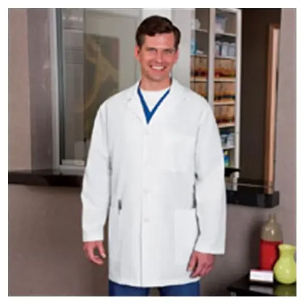 META By White Swan Lab Coat 65% Polyester / 35% Cotton Meta Fundamentals Mens White 2X Large 34″ Ea – 15007-011-2X
