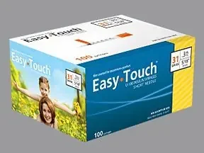 MHC Medical EasyTouch Insulin Syringe with Needle 0.3 mL 31 Gauge 5/16 Inch Attached Needle Without Safety – 831365