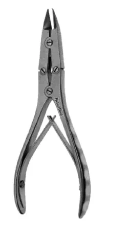 Miltex MeisterHand Bone Splitting Forceps Ruskin-Kleinert-Kutz 6 Inch Surgical Grade Stainless Steel (German) NonSterile NonLocking Plier Handle w/Spring Curved – H21-627