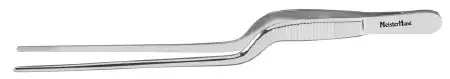 Miltex MeisterHand Dressing Forceps Gruenwald-Jansen 6-1/2 Inch Surgical Grade Stainless Steel (German) NonSterile NonLocking Bayonet Handle Straight Serrated Tips – H6-197