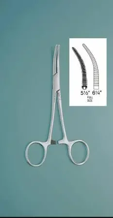 Miltex MeisterHand Hemostatic Forceps Crile 5-1/2 Inch Surgical Grade Stainless Steel (German) NonSterile Ratchet Lock Finger Ring Handle Curved Serrated Tips – H7-44
