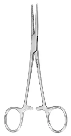 Miltex MeisterHand Hemostatic Forceps Crile 6-1/4 Inch Surgical Grade Stainless Steel (German) NonSterile Ratchet Lock Finger Ring Handle Straight Serrated Tips – H7-46
