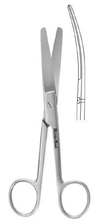 Miltex MeisterHand Operating Scissors 5-1/2 Inch Length Surgical Grade Stainless Steel NonSterile Finger Ring Handle Curved Blunt/Blunt – H5-56