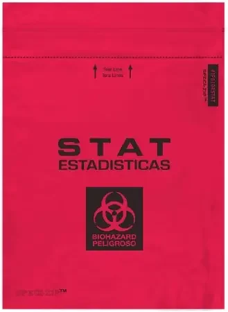 Minigrip Speci-Zip Specimen Transport Bag with Document Pouch 8 X 10 Inch Polyethylene STAT / Biohazard Symbol Zip Closure NonSterile – IP810RSTAT
