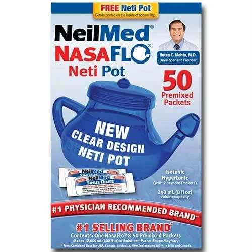 Nasaflo Neti Pot With Premixed Packets