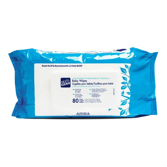 Nice and Clean Baby Wipes 7″ x 8″ – Package of 80