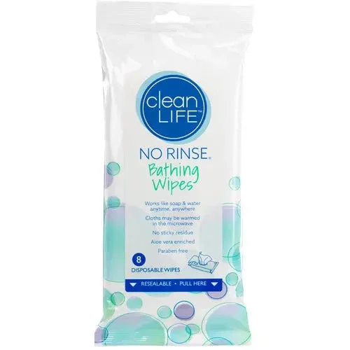 No Rinse Bathing Wipes Retail Package Pk/8