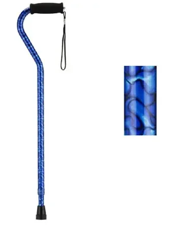 Nova Ortho-Med NOVA Offset Cane Nova Aluminum 30 to 39 Inch Height Blue Wave Design – 1070PL