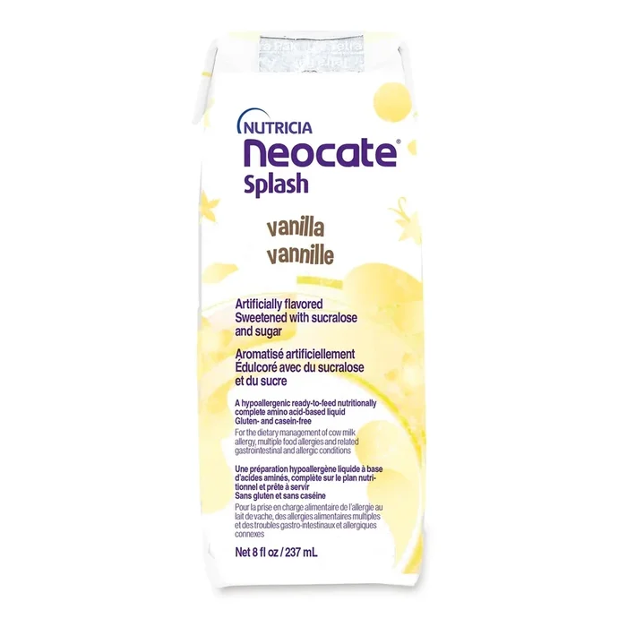 Nutricia Neocate® Splash – Amino Acid–based Liquid for the Dietary Management of Cow’s Milk Allergy and Other Allergies, Vanilla Flavor