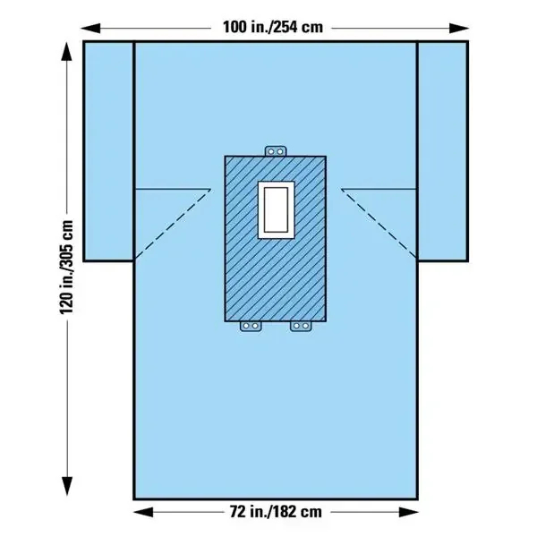 O & M Halyard Drape Laparotomy 8X13″ Fenestrated 100X72X124″ 15/Ca – 89282