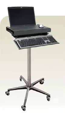 Omnimed Security Laptop Stand 35 – 45 Inch Work Surface, 3 Inch Rubber Casters, 5 Leg Base, Dual Locking – 350306