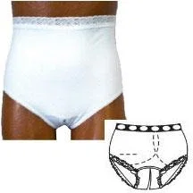 Options Ladies’ Basic With Built-in Barrier/support, White, Left-side Stoma, Medium 6-7, Hips 37″ – 41″