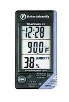 PANTek Technologies LLC Traceable Thermometer / Clock / Humidity Monitor 0° to 50°C and 32° to 122°F, 23 hr, 59 min, 59 sec, Relative humidity range is 20 to 90% Digital – 66624