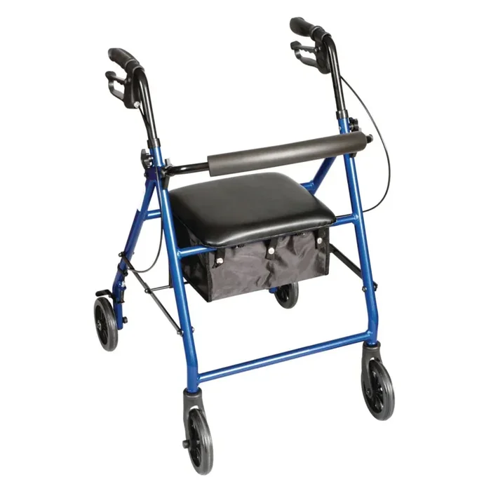 Patterson Medical Supply Carex Classics 4 Wheel Rollator Blue Adjustable Height Aluminum Frame 32 Inch – 81594639