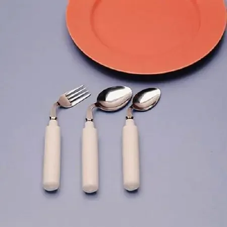 Patterson Medical Supply Comfort Grip Soup Spoon Left Hand Angled White Stainless Steel – AA554632L