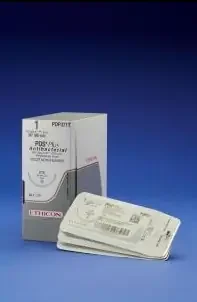PDS Plus Antibacterial Suture with Needle Absorbable Uncoated Undyed Suture Monofilament Polydioxanone with Irgacare MP Antibacterial Suture Size 5-0 18 Inch Suture 1-Needle 16 mm Length 3/8 Circle Conventional Cutting Needle