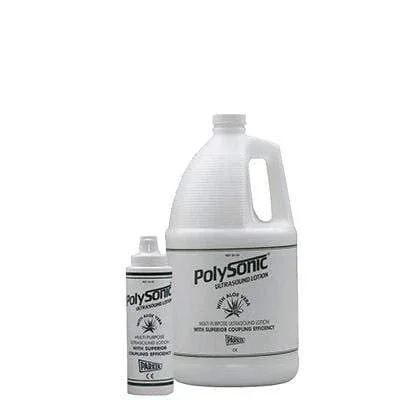 Polysonic ultrasound lotion with aloe vera, 1 gallon with refillable dispenser bottle (Dispenser pump not included) – 4 units