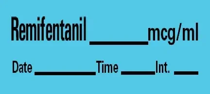 Precision Dynamics Barkley Pre-Printed Label Anesthesia Label Remifentanil Mg/Ml Date Time Int Blue 1-1/2 X 1/2 Inch – LAN-38