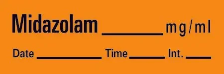 Precision Dynamics TimeMed Pre-Printed Label Timemed Anesthesia Label Midazolam Orange 1-1/2 X 1/2 Inch – AN-120