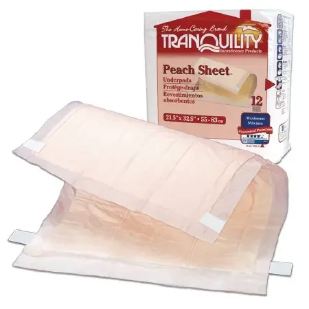 Principle Business Enterprises Tranquility Peach Sheet Underpad 21-1/2 X 32-1/2 Inch Disposable Polymer Heavy Absorbency – 2074