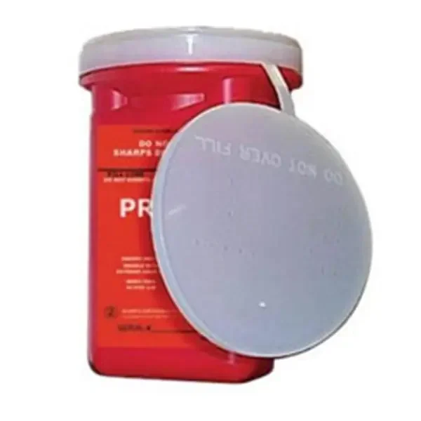 Pro-Tec Container Container Sharps 1Gal 1-Piece/Small Pp Locking Cap Red/Translucent Each, 40 Ea/Ca – 61000-040
