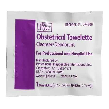 Professional Disposables Hygea Obstetrical Wipe Individual Packet BZK (Benzalkonium Chloride) / Ethyl Alcohol / Chlorothymol Scented 100 Count – D74800