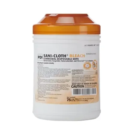 Professional Disposables Sani-Cloth Bleach Surface Disinfectant Cleaner Germicidal Wipe 75 Count Canister Disposable Chlorine Scent – P54072