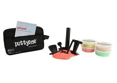 Puttycise Theraputty tool – 5-tool set with 4 x 6 oz putties, easy (tan-green), with bag