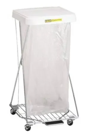 R & B Wire Products Hamper Stand Rolling Square Opening Foot Pedal Self-Closing Lid – 697