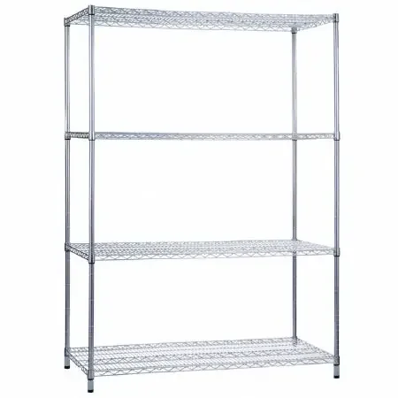 R & B Wire Products Wire Shelving Unit 4 Shelves Adjustable Chrome-Plated – SU244872