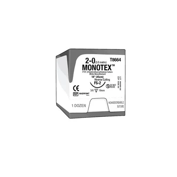 Riverpoint Medical Suture 2-0 Dptfe Fs-2 Monotex White 18″ Monofilament 12/Bx – T8664