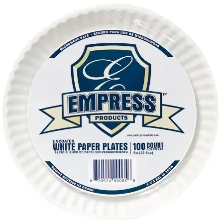 Rj Schinner Co Plate Empress White Disposable Uncoated Paper 9 Inch Diameter – E30300 00065