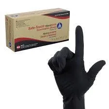 Safe-touch Nitrile Examination Gloves, Powder-free, Small, Black