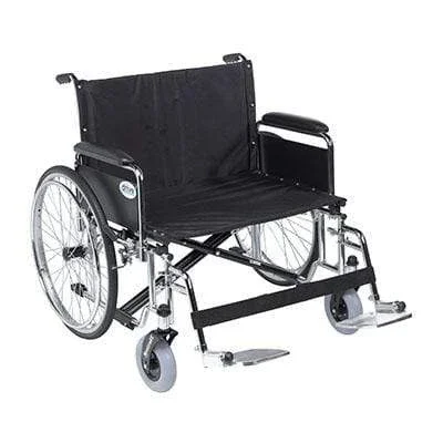Sentra EC Heavy Duty Extra Wide Wheelchair, Detachable Full Arms, Swing away Footrests, 28″ Seat