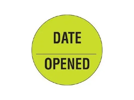 Shamrock Scientific Pre-Printed / Write On Label Communication Fill In DATE / _____ / OPENED Fluorescent Chartreuse 3/4 Inch Diameter – UPCR-9900