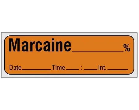 Shamrock Scientific Shamrock Pre-Printed Label Anesthesia Label MARCAINE _____ % / Date _____ Time _____ Int. _____ Copper 1/2 X 500 Inch – SA-38-DTI-PRE
